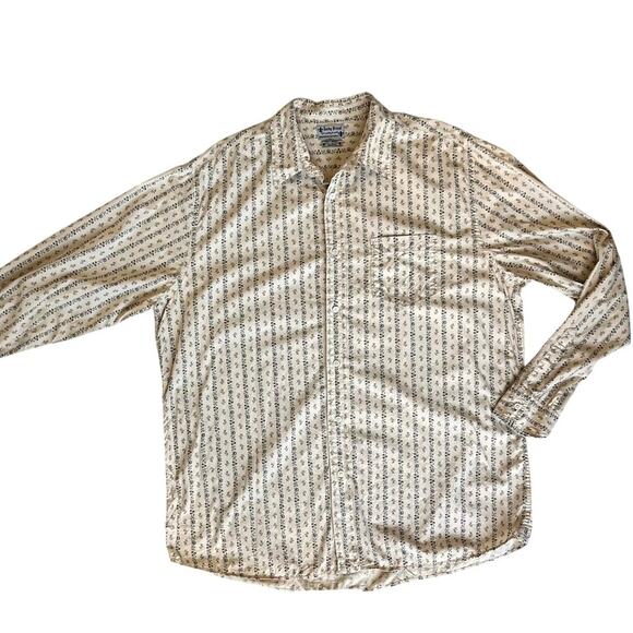 Lucky Brand Y2k Button Down Shirt Men's XXL Long Sleeve Floral Ivory Western Vtg - Picture 2 of 16